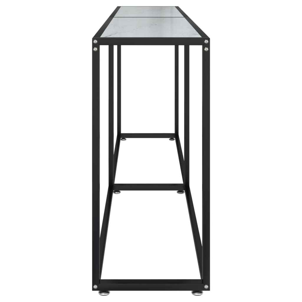 Konsolbord Hvid Marmorlook 200x35x75,5 cm Hærdet glas