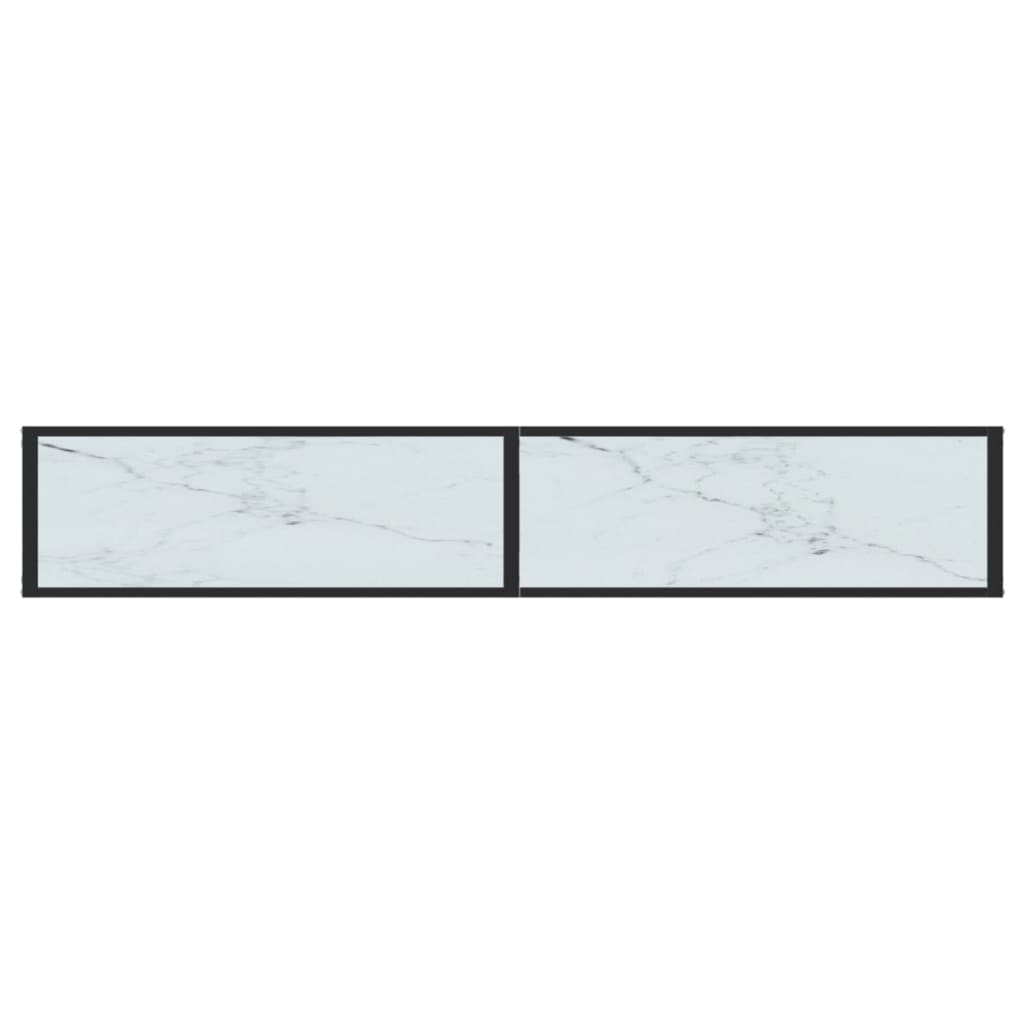 Konsolbord Hvid Marmorlook 200x35x75,5 cm Hærdet glas