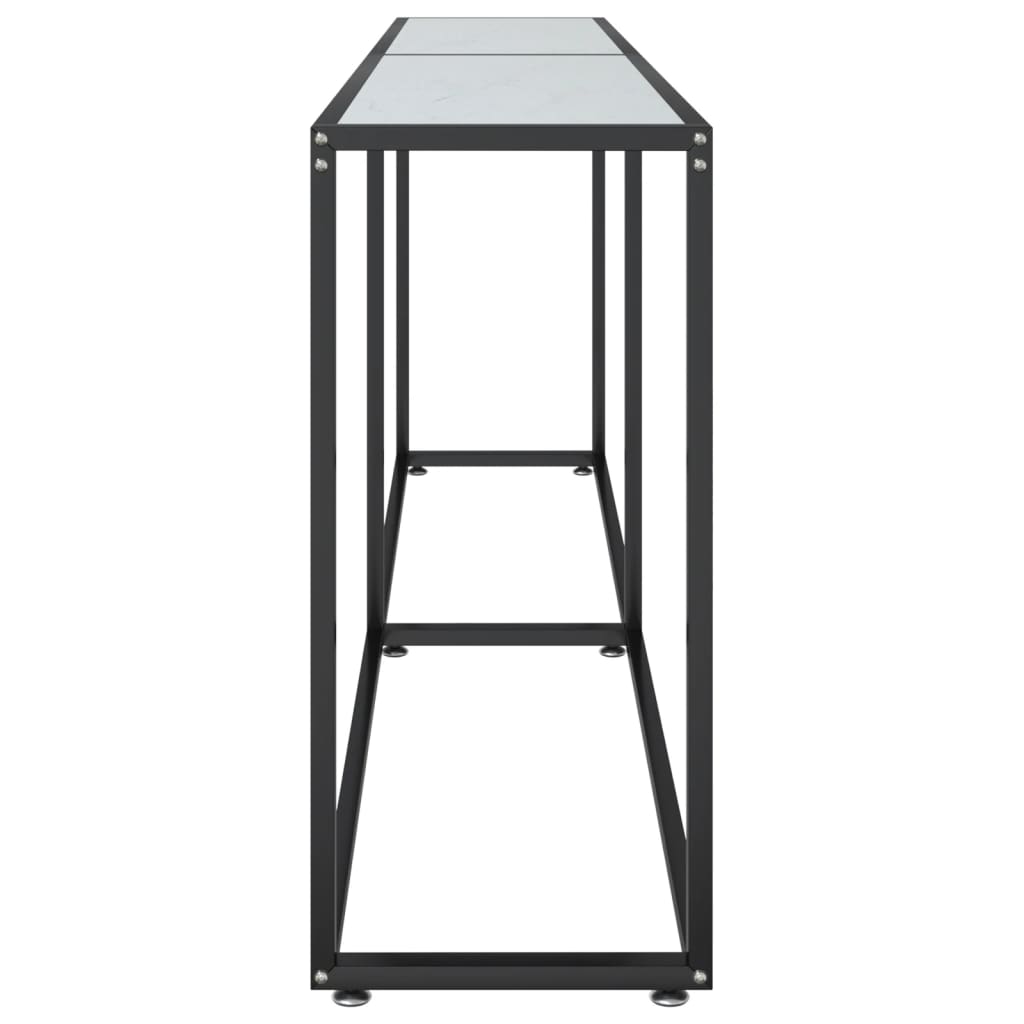 Konsolbord Hvid Marmorlook 220x35x75,5 cm Hærdet glas
