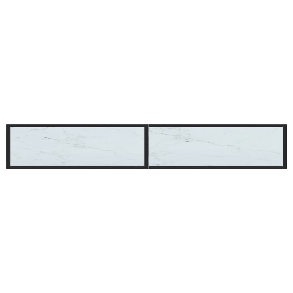 Konsolbord Hvid Marmorlook 220x35x75,5 cm Hærdet glas