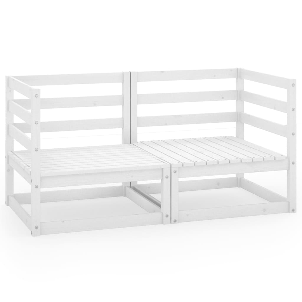 Havesofa 2-personers hvid massiv fyrretræ