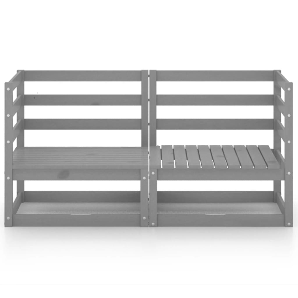 Havesofa 2-personers Grå massiv fyrretræ