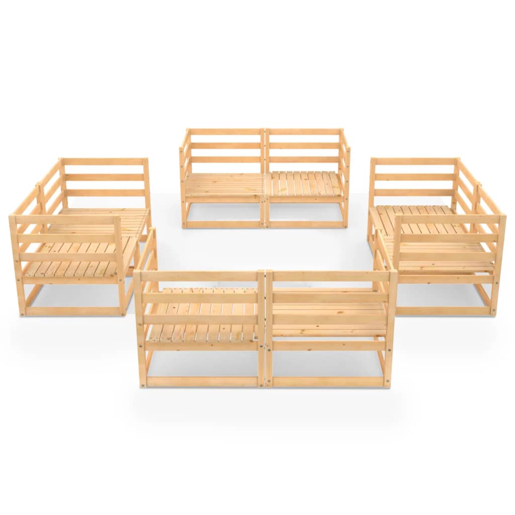 8-tlg. Garten-Lounge-Set Massivholz Kiefer