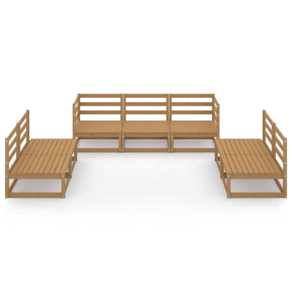 7-tlg. Garten-Lounge-Set Honigbraun Massivholz Kiefer