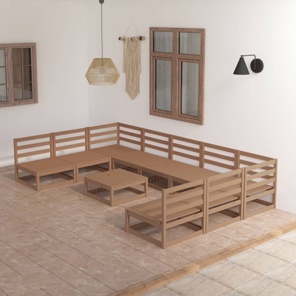 10 dele sæt have lounge sæt massiv fyrretræ
