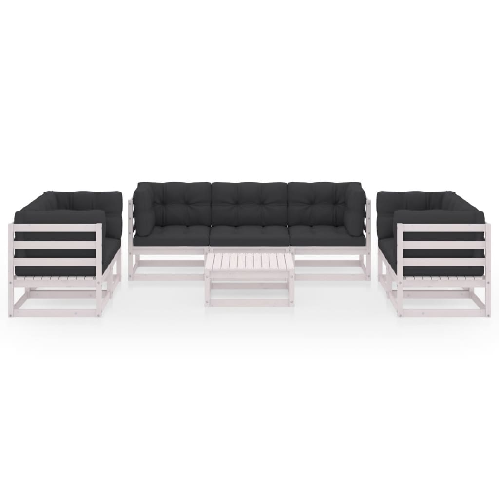 8-tlg. Garten-Lounge-Set mit Kissen Kiefer Massivholz