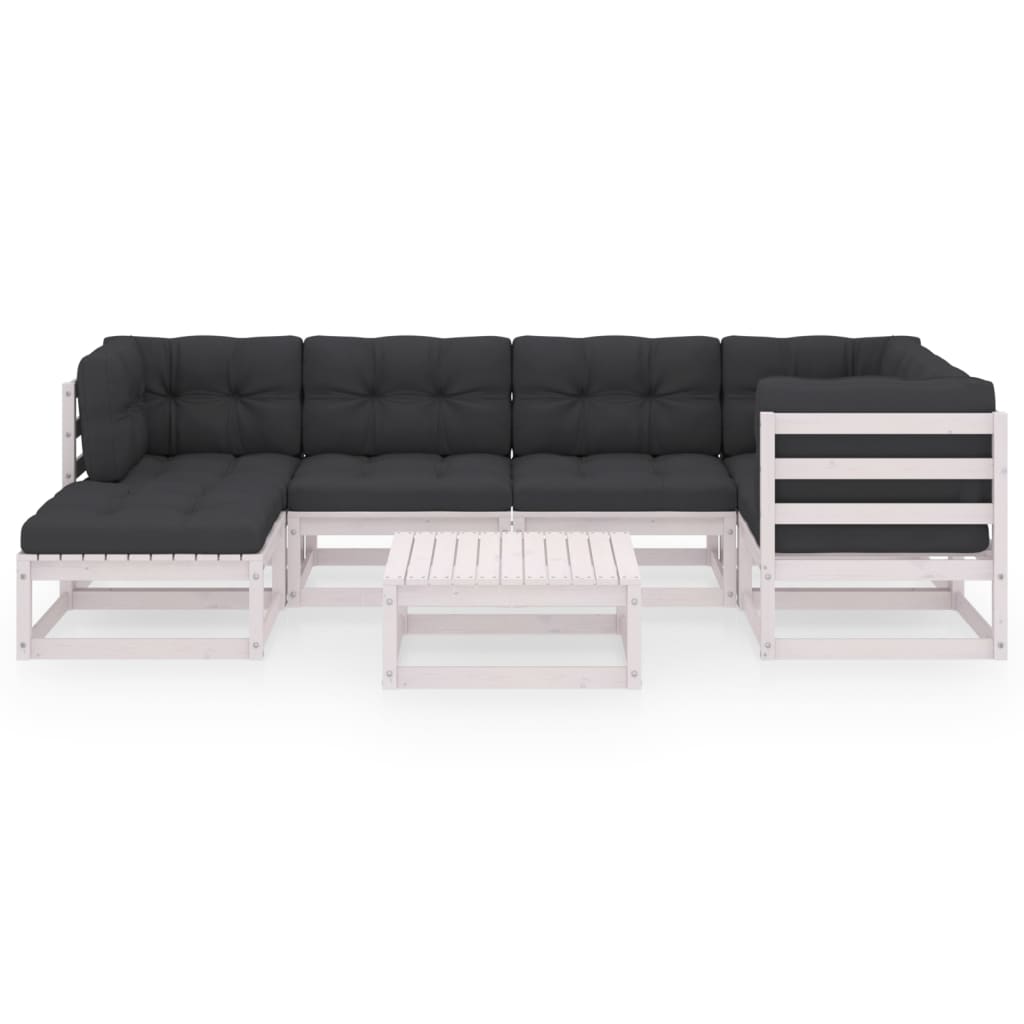 7-tlg. Garten-Lounge-Set mit Kissen Massivholz Kiefer