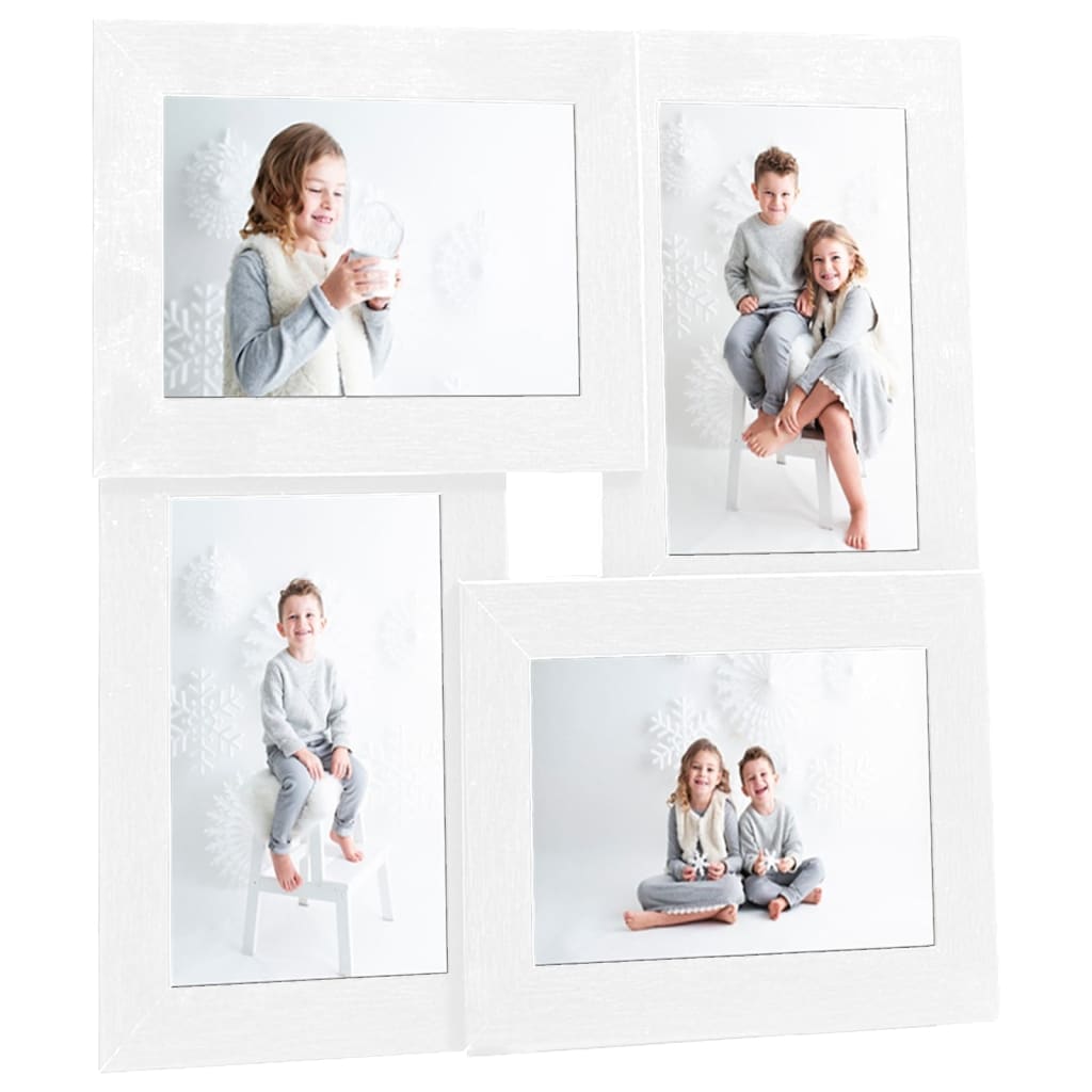 Collage billedramme til 4x (10x15 cm) fotos hvid MDF