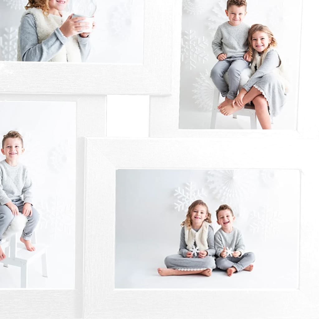 Collage billedramme til 4x (10x15 cm) fotos hvid MDF