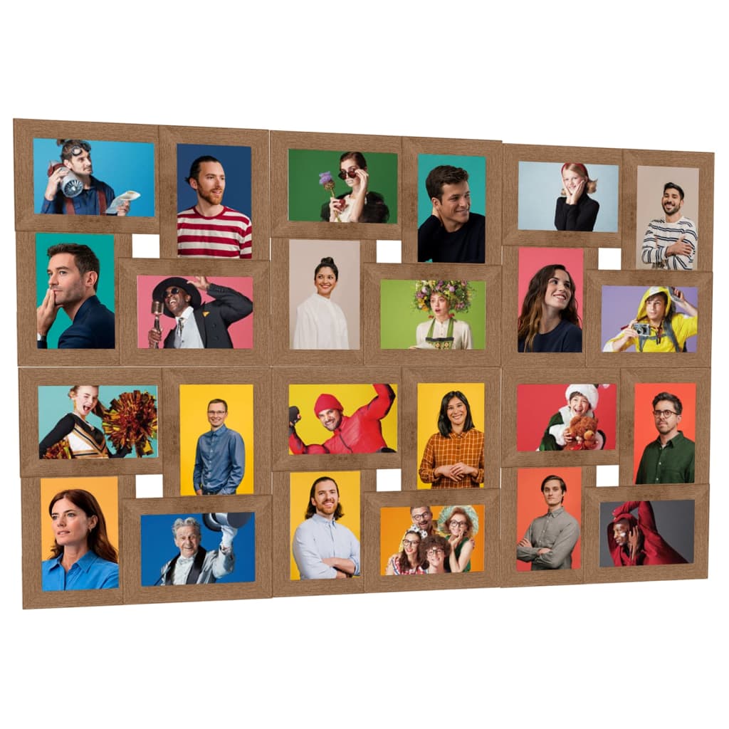 Collage billedramme til 24x(13x18 cm) fotos lysebrun MDF