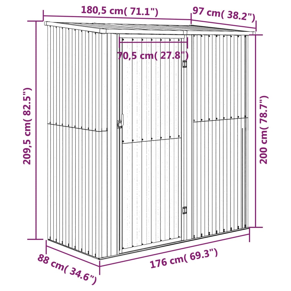 Redskabsskur Grøn 180,5x97x209,5 cm Galvaniseret stål