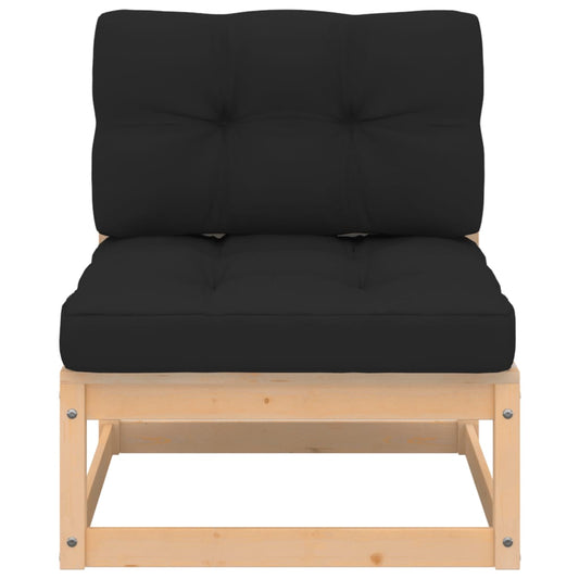 Garten-Mittelsofa mit Kissen Massivholz Kiefer
