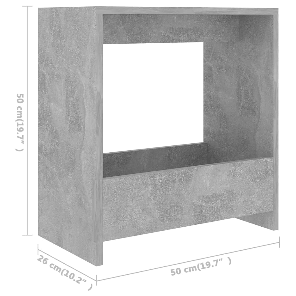 Sidebord betongrå 50x26x50 cm træmateriale