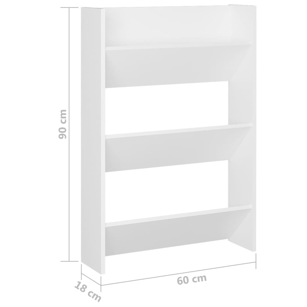 Wand-Schuhschrank Weiß 60x18x90 cm Holzwerkstoff