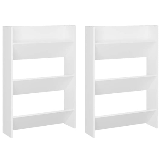 Wand-Schuhschränke 2 Stk. Weiß 60x18x90 cm Holzwerkstoff