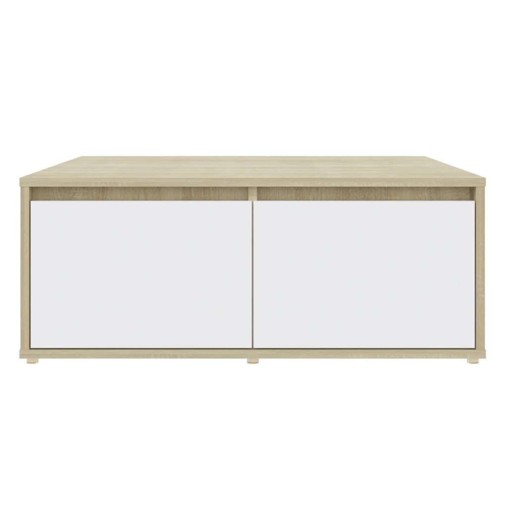 Couchtisch Weiß und Sonoma-Eiche 80x80x31 cm Holzwerkstoff