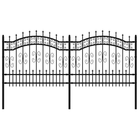 Gartenzaun mit Speerspitze Schwarz 240 x 100 cm Pulverbeschichteter Stahl