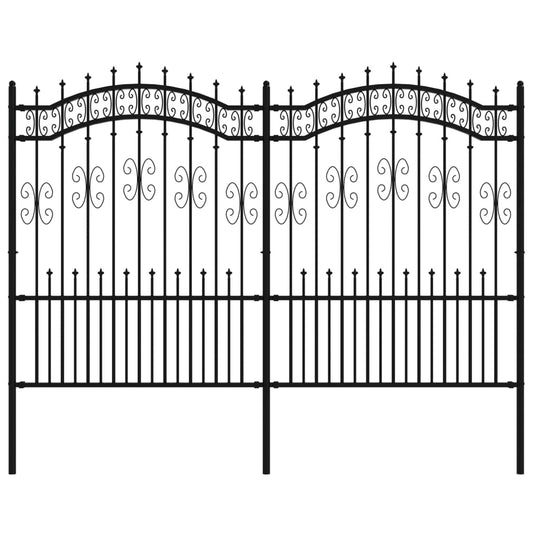 Gartenzaun mit Speerspitze Schwarz 240 x 150 cm Pulverbeschichteter Stahl