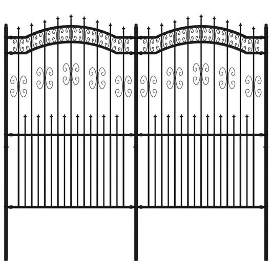 Gartenzaun mit Speerspitze Schwarz 240 x 175 cm Pulverbeschichteter Stahl