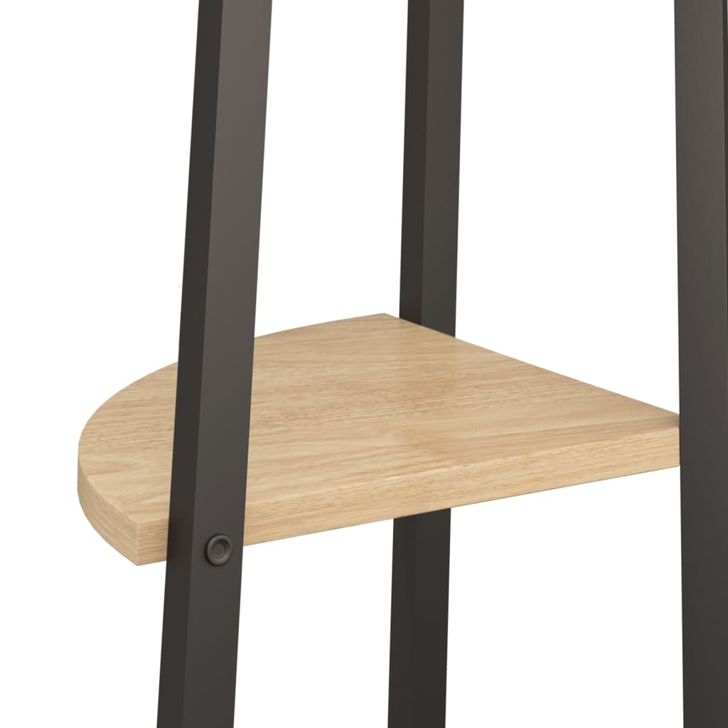 Hjørnehylde med 5 hylder lysebrun og sort 45,5x31,5x180 cm