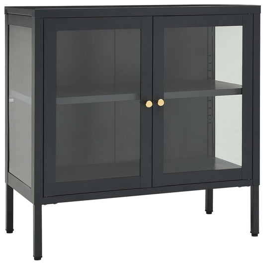 Sideboard Anthrazit 70x35x70 cm Stahl und Glas