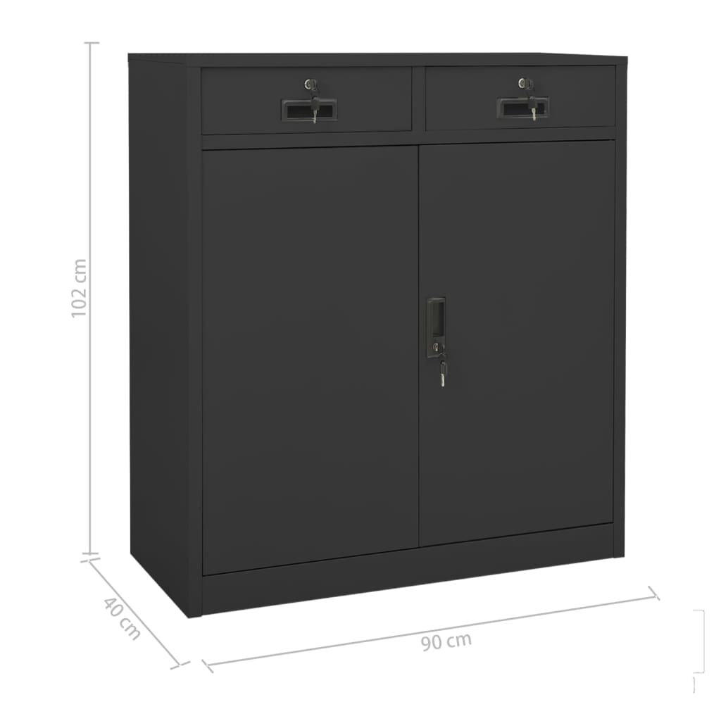 Kontorskab Antracit 90x40x102 cm Stål