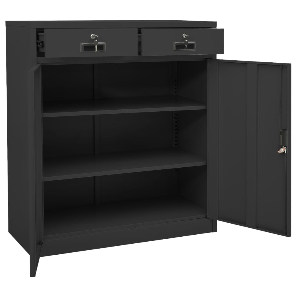 Kontorskab Antracit 90x40x102 cm Stål