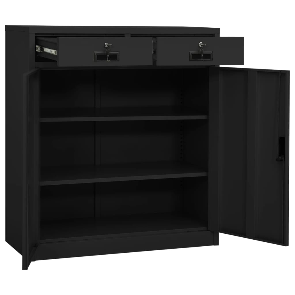 Kontorskab Antracit 90x40x102 cm Stål