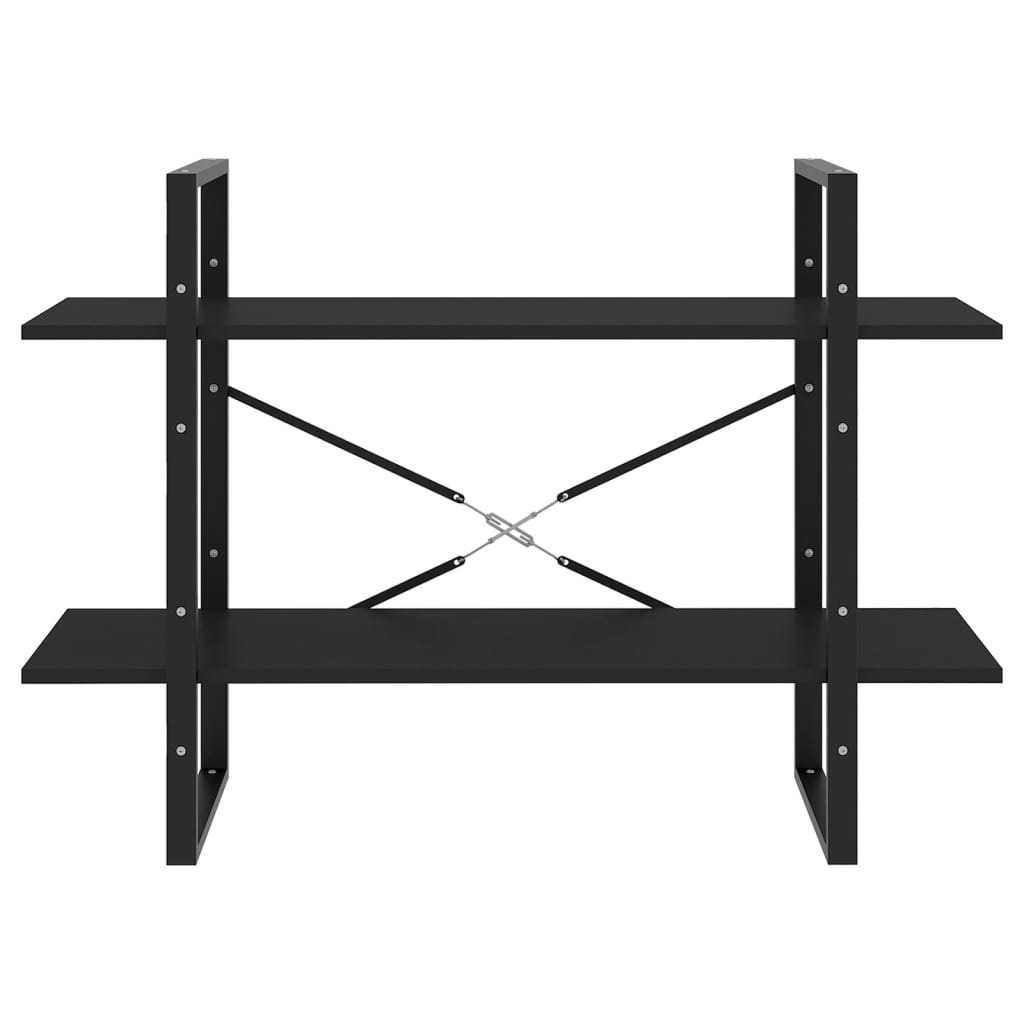 Bücherregal 2 Fächer Schwarz 100x30x70 cm Holzwerkstoff