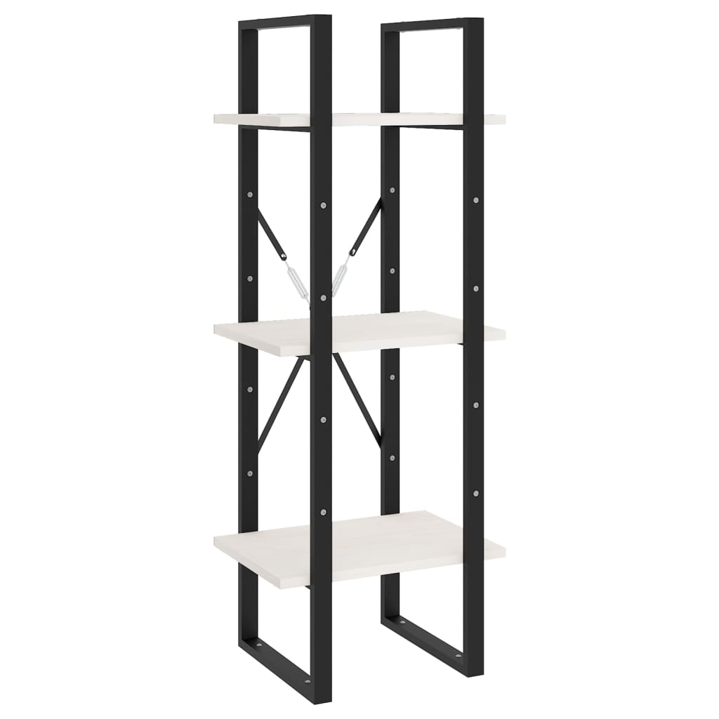 Reol 3 hylder Hvid 40x30x105 cm Massiv Fyr
