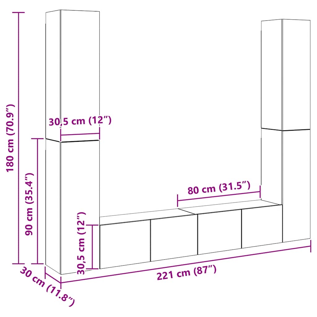 6-tlg. TV-Schrank-Set Sonoma-Eiche Holzwerkstoff
