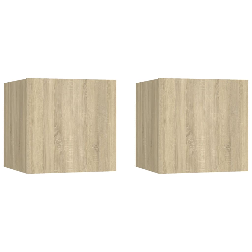 Nachttische 2 Stk. Sonoma-Eiche 30,5x30x30 cm Holzwerkstoff