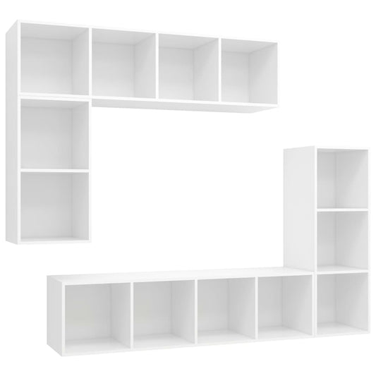 4-tlg. TV-Schrank-Set Weiß Holzwerkstoff
