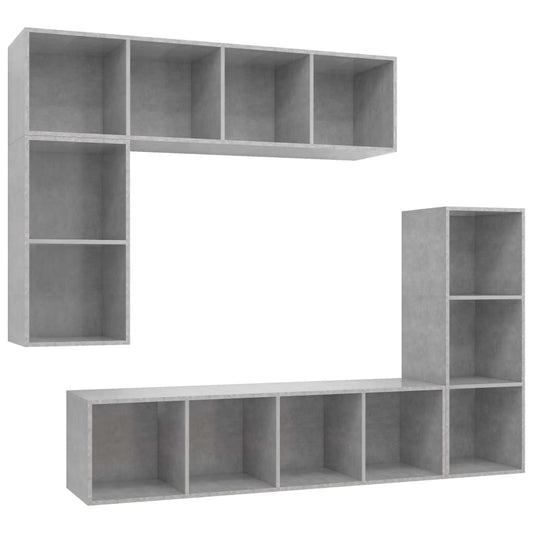 4-tlg. TV-Schrank-Set Betongrau Holzwerkstoff