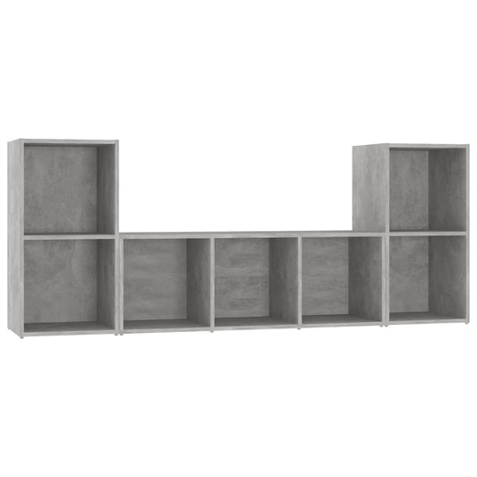 3-tlg. TV-Schrank-Set Betongrau Holzwerkstoff