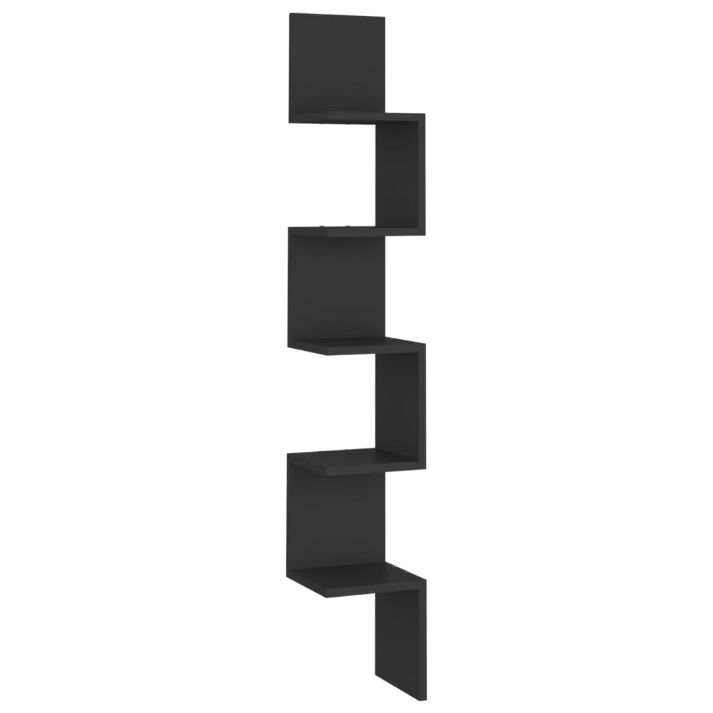 Væg Hjørnehylde Sort 20x20x127,5 cm Træ Materiale