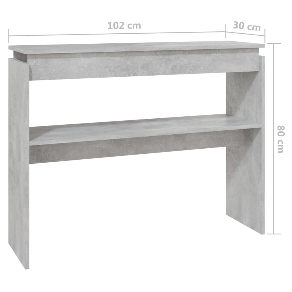 Konsolbord betongrå 102x30x80 cm træmateriale