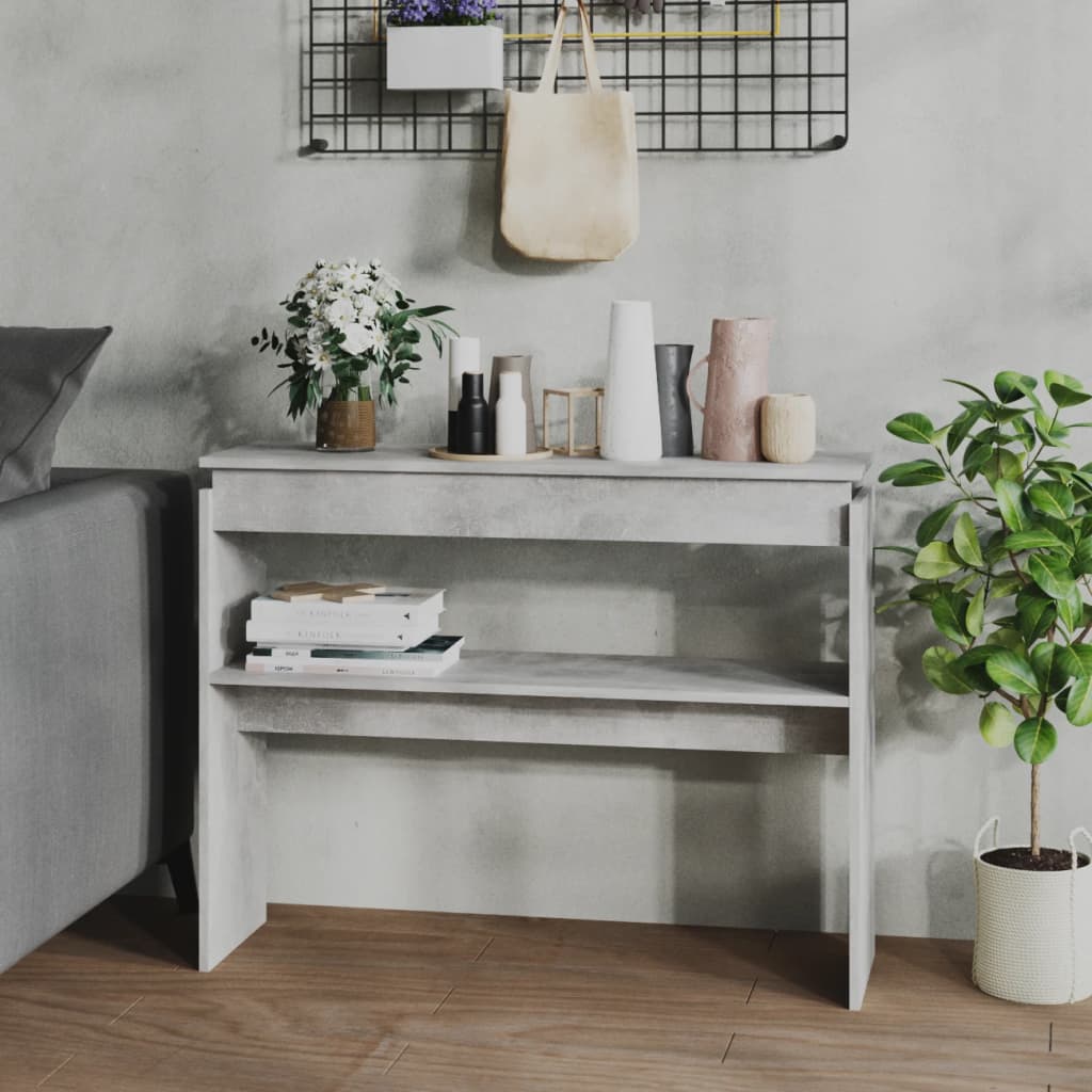 Konsolbord betongrå 102x30x80 cm træmateriale