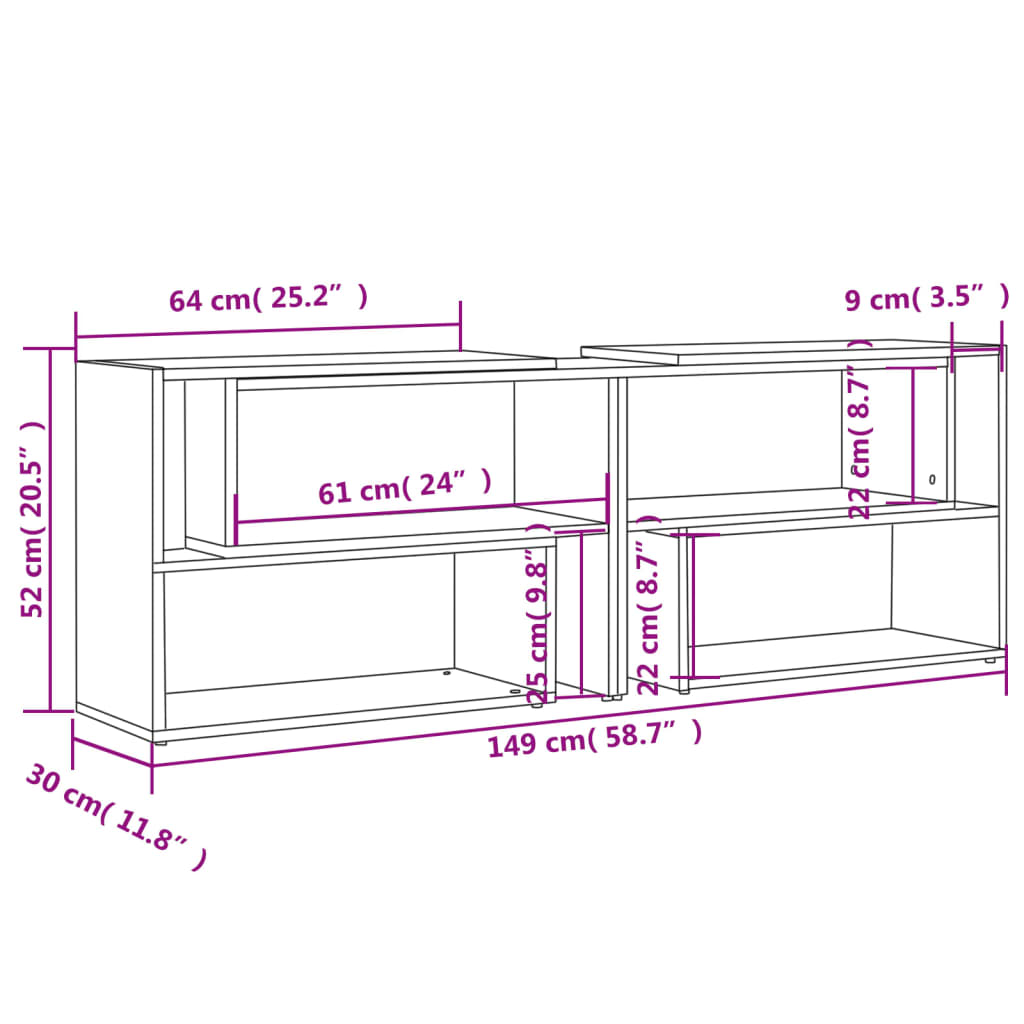 TV-Schrank Schwarz 149x30x52 cm Holzwerkstoff
