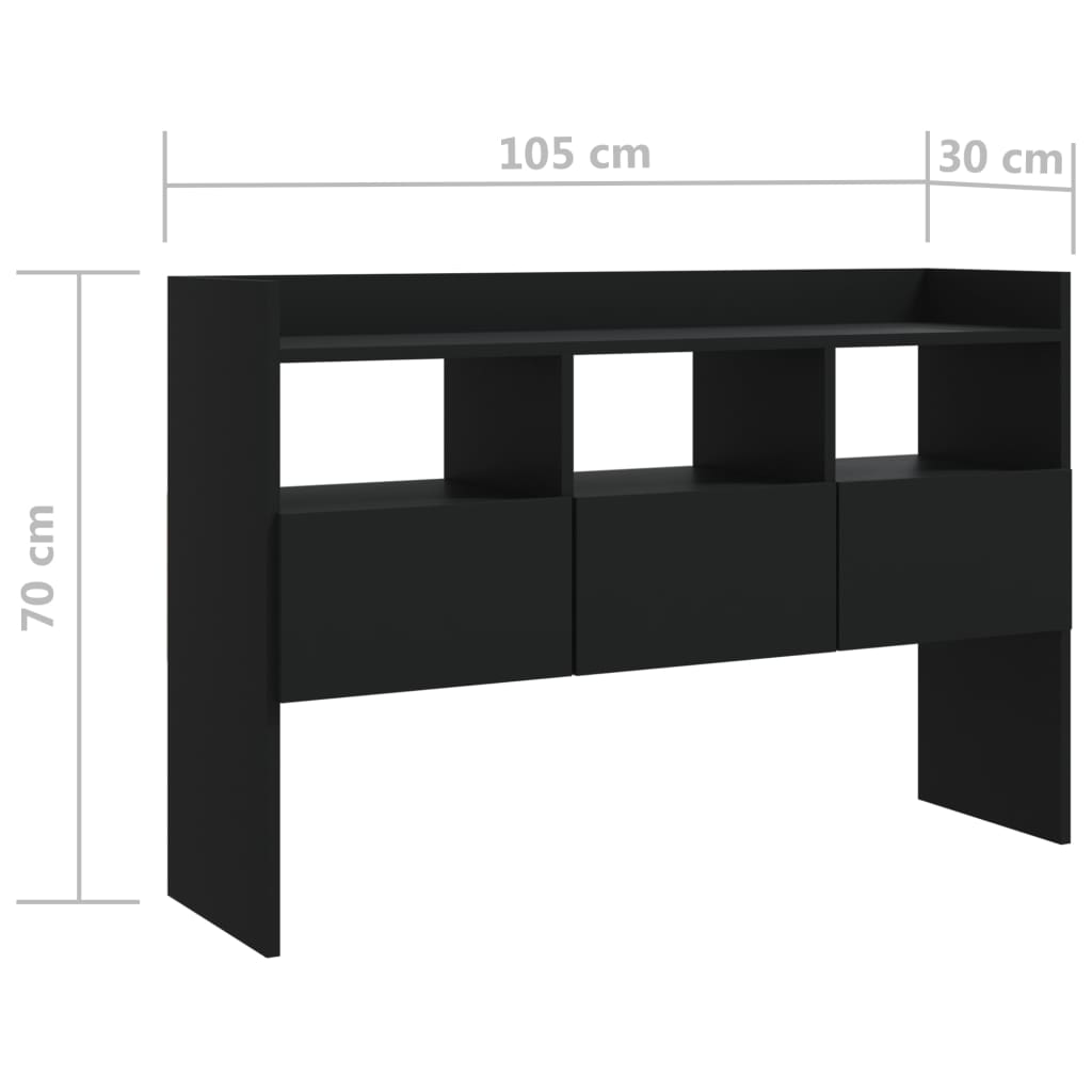 Skænk Sort 105x30x70 cm Træ Materiale