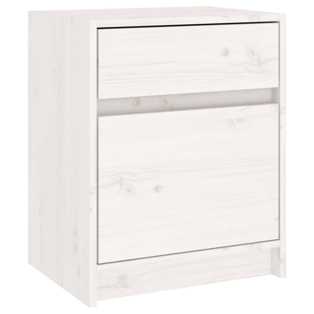 Sengeborde 2 stk Hvid 40x31x50 cm massiv fyrretræ