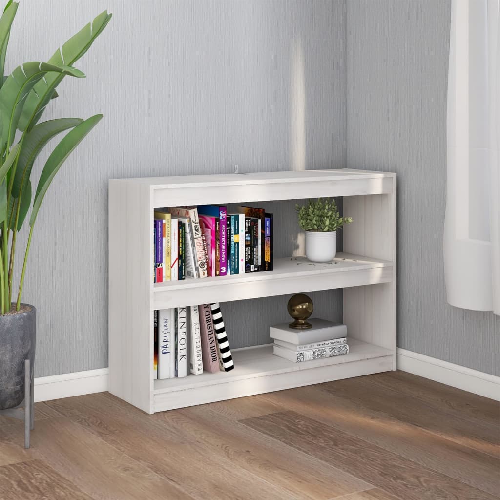 Reol Rumdeler Hvid 100x30x71,5 cm Massiv Fyr