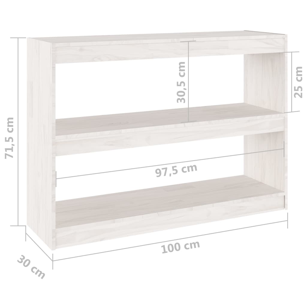 Reol Rumdeler Hvid 100x30x71,5 cm Massiv Fyr