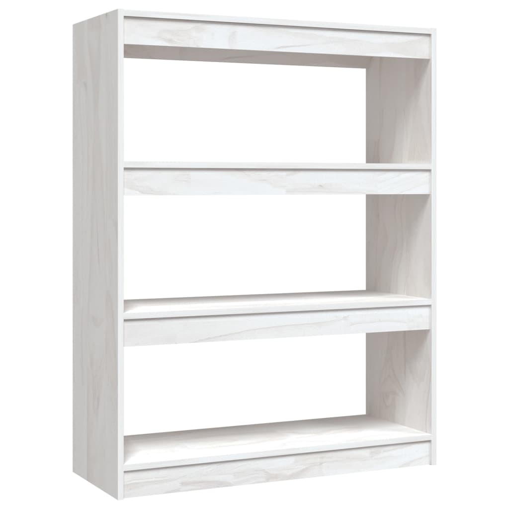 Bogreol/rumdeler Hvid 100x30x103 cm Massiv fyrretræ