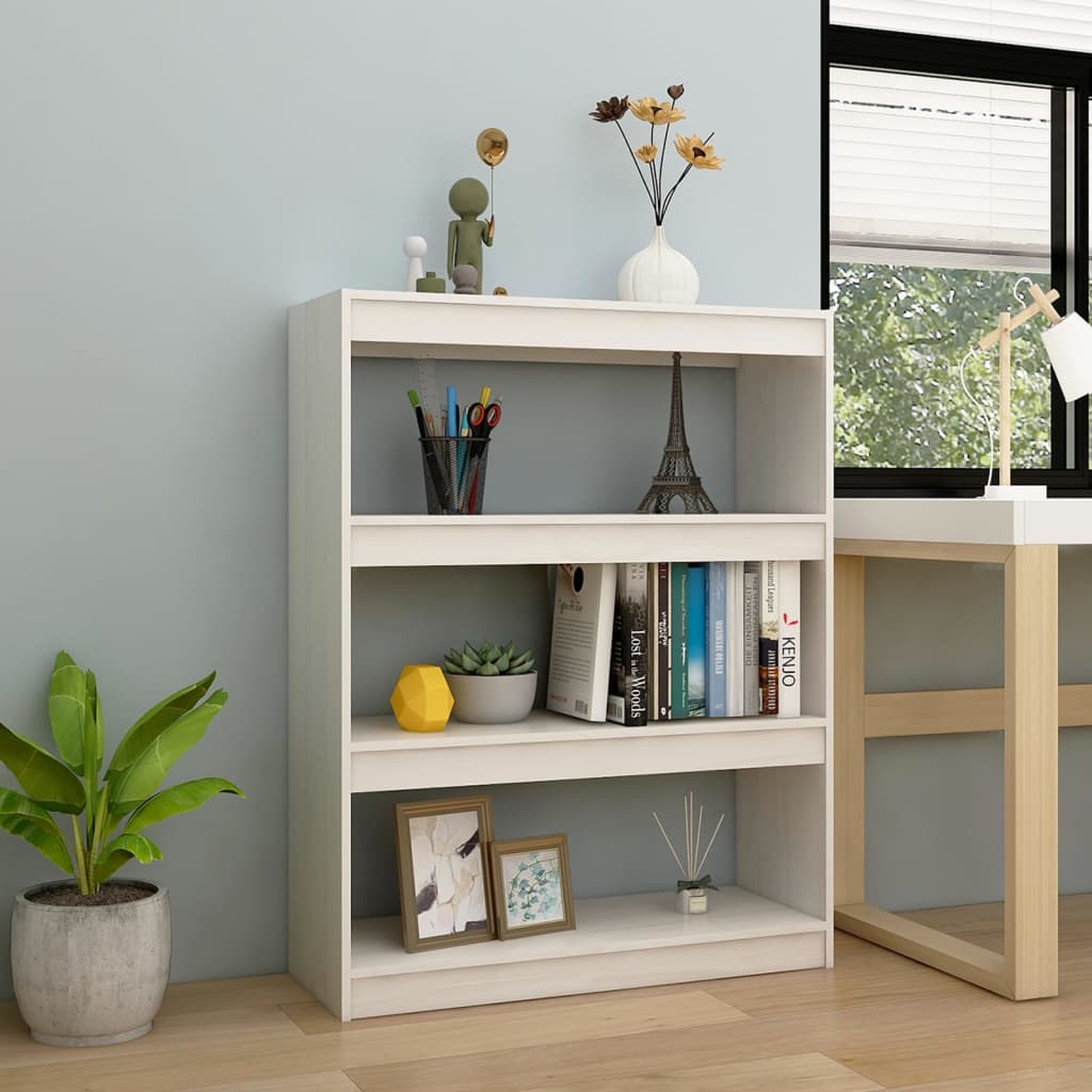 Bogreol/rumdeler Hvid 100x30x103 cm Massiv fyrretræ