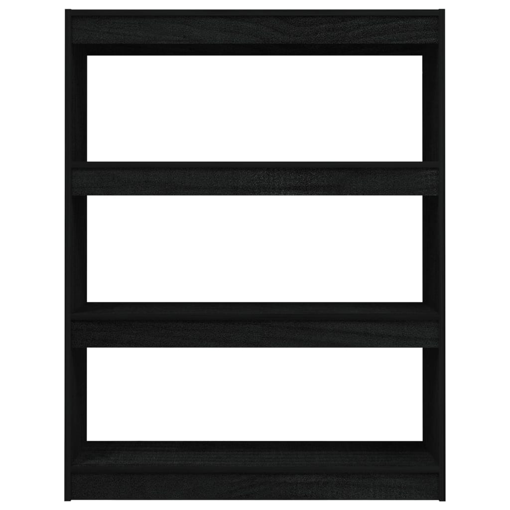 Bogreol/rumdeler Sort 100x30x103 cm Massiv fyrretræ