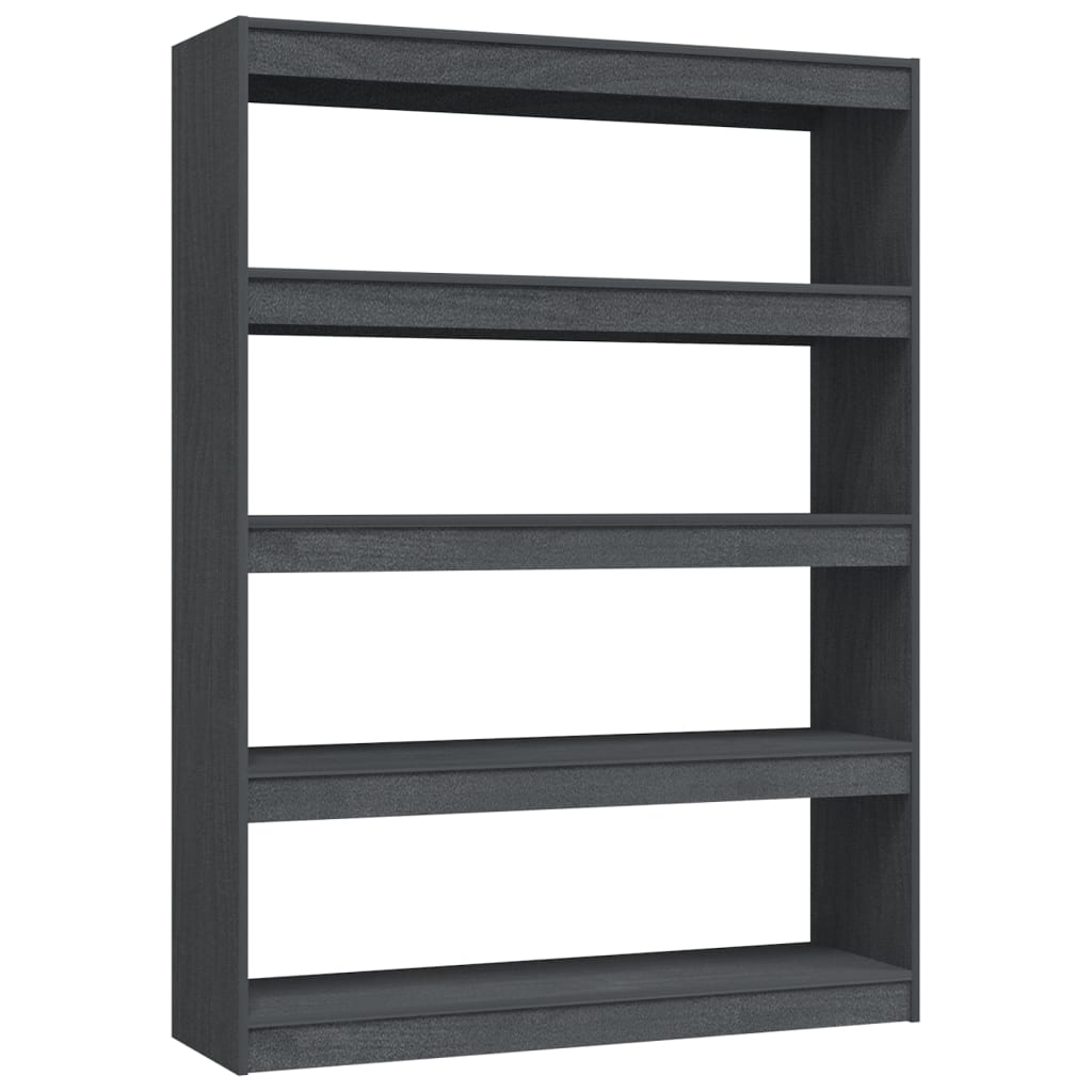 Bogreol/rumdeler Grå 100x30x135,5 cm Massiv fyrretræ