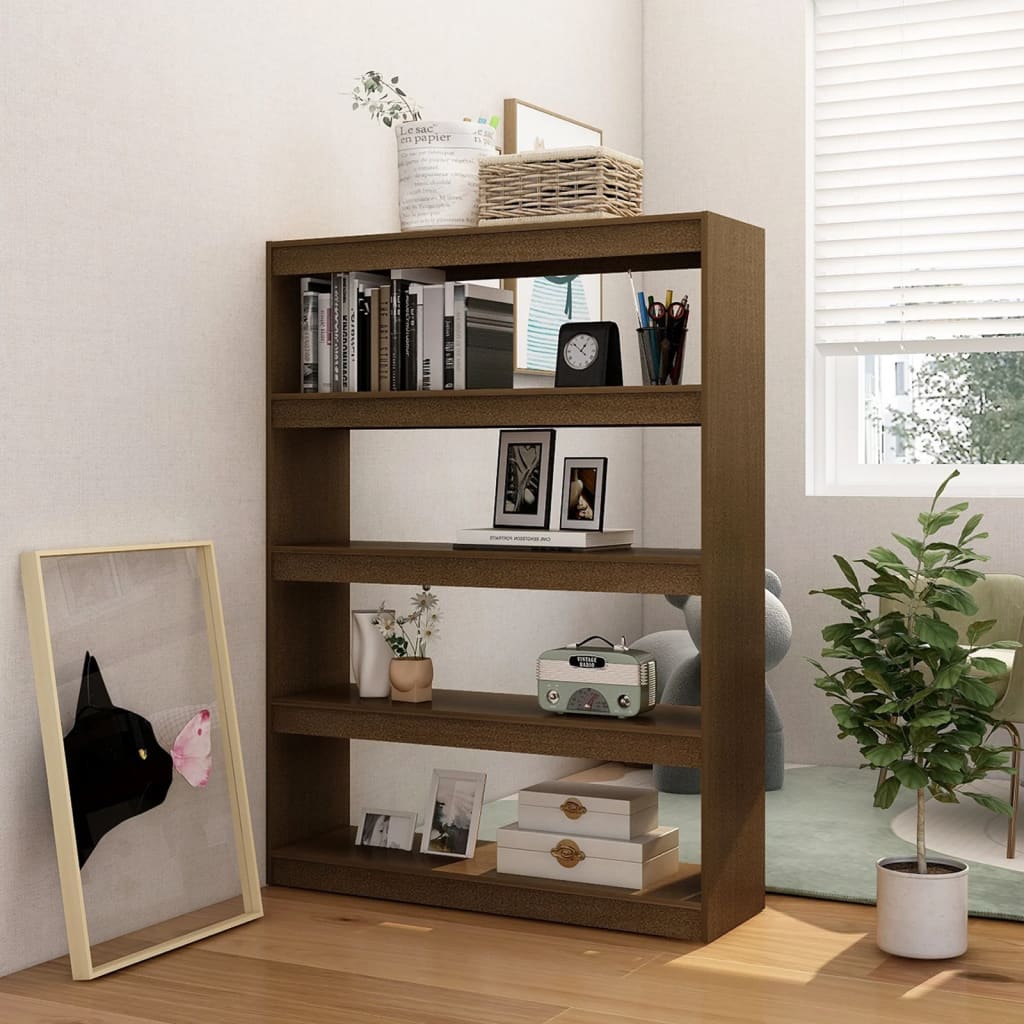Bogreol/rumdeler 100x30x135,5 cm massiv fyrretræ
