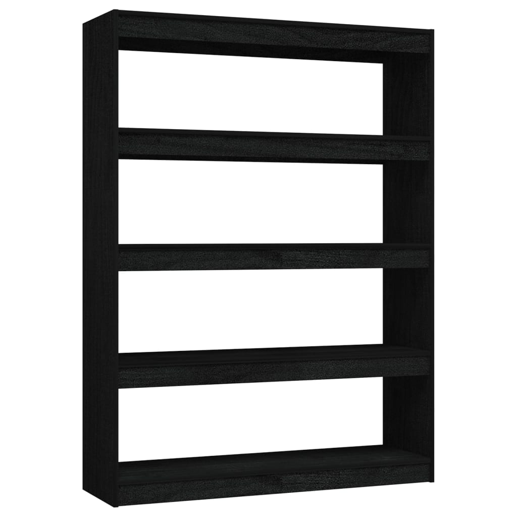 Bogreol/rumdeler Sort 100x30x135,5 cm Massiv fyrretræ