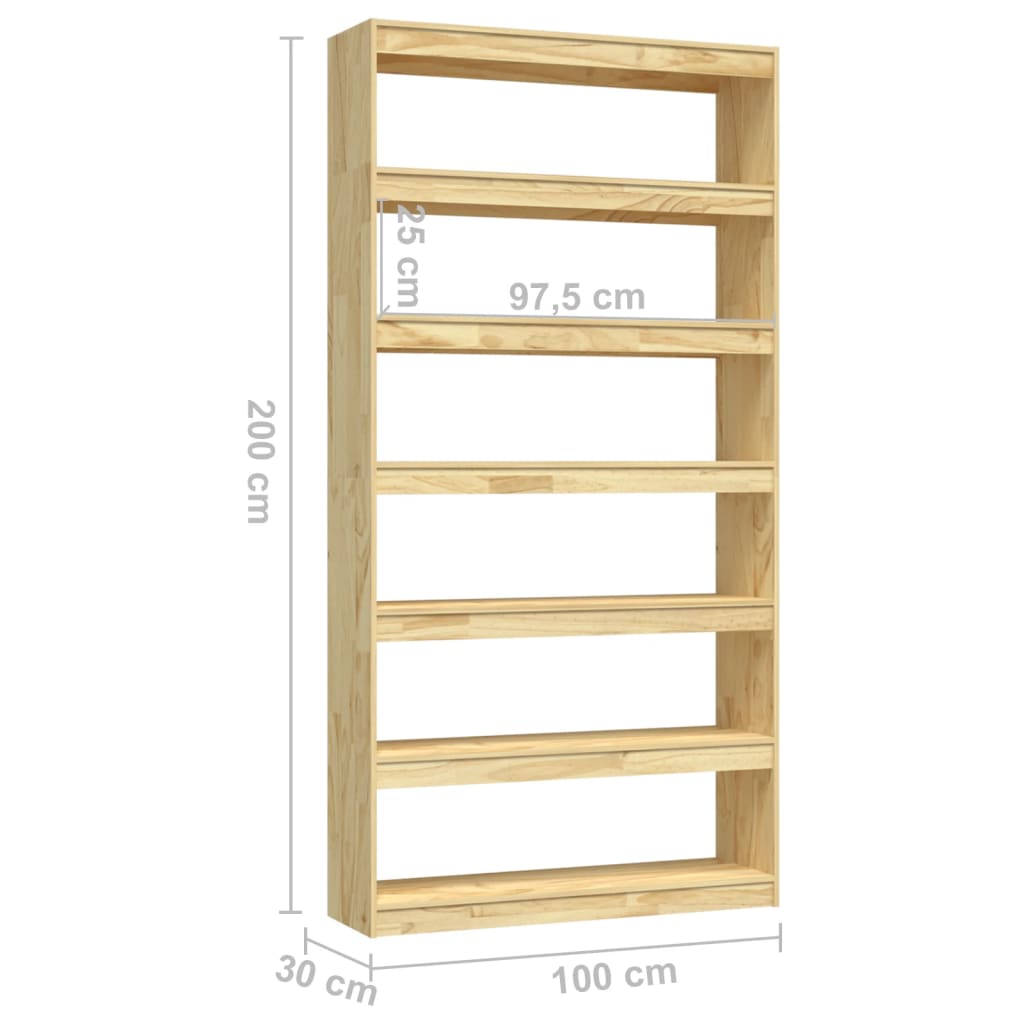 Bogreol/rumdeler 100x30x200 cm Massiv fyrretræ